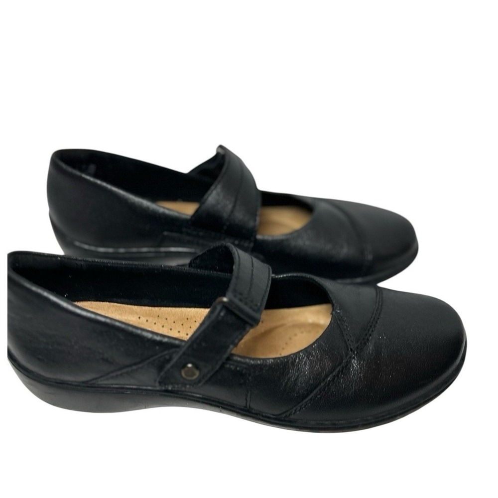Clarks Cora Gema Mary Jane Black Leather Flats Size 11 Dark Academia Comfort - Picture 5 of 12